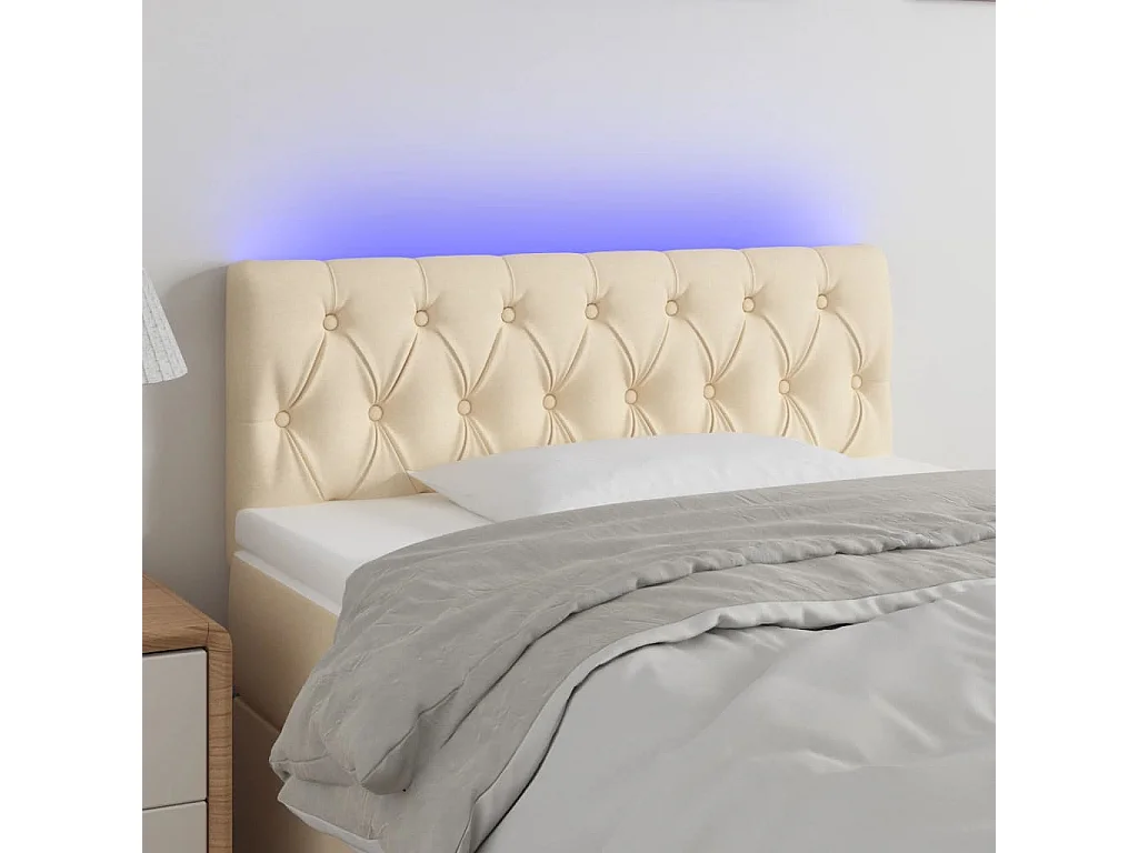 Testiera a LED Crema 90x7x78/88 cm in Tessuto
