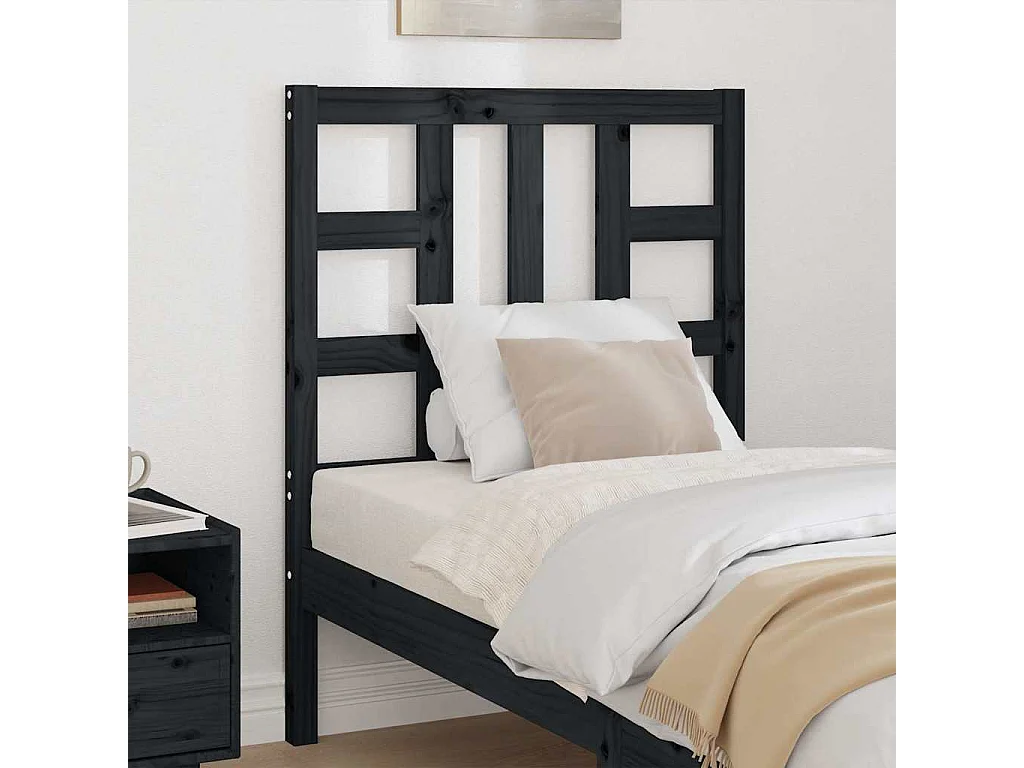 Cabecero de cama madera maciza de pino negro 81x4x100 cm