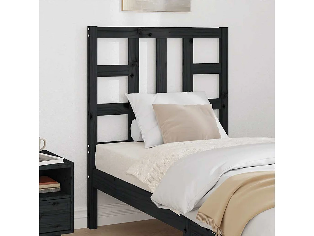 Tête de lit Noir 81x4x100 cm Bois massif de pin