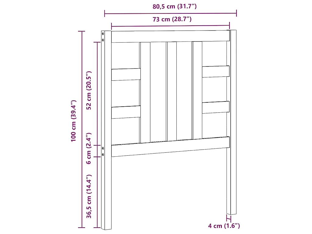 Cabeceira de cama 81x4x100 cm pinho maciço preto
