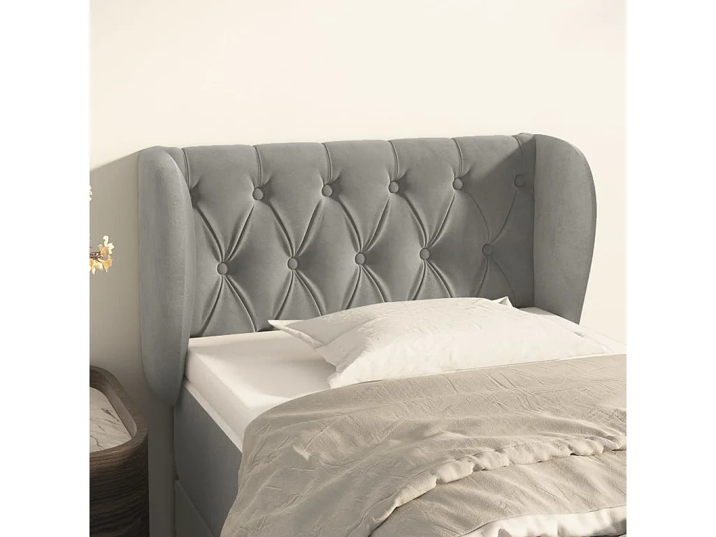 Tête de lit avec oreilles Gris clair 83x23x78/88 cm Velours