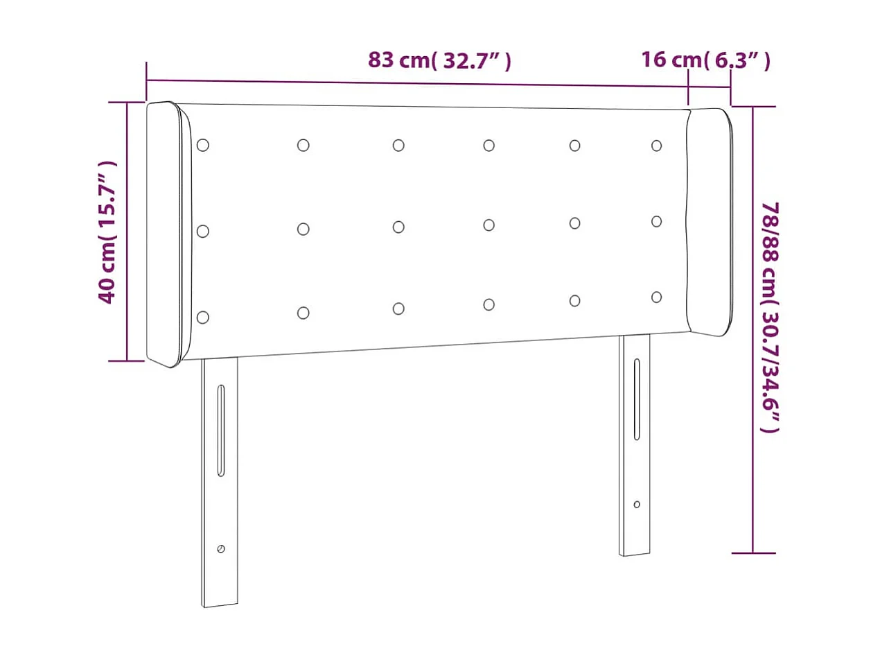 Testiera ad Orecchio Grigio Scuro 83x16x78/88 cm in Velluto