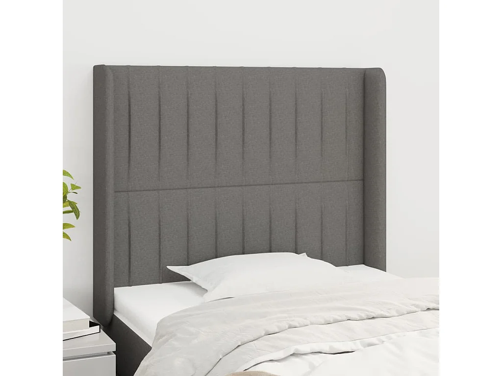 Hoofdbord met randen 103x16x118/128 cm stof donkergrijs