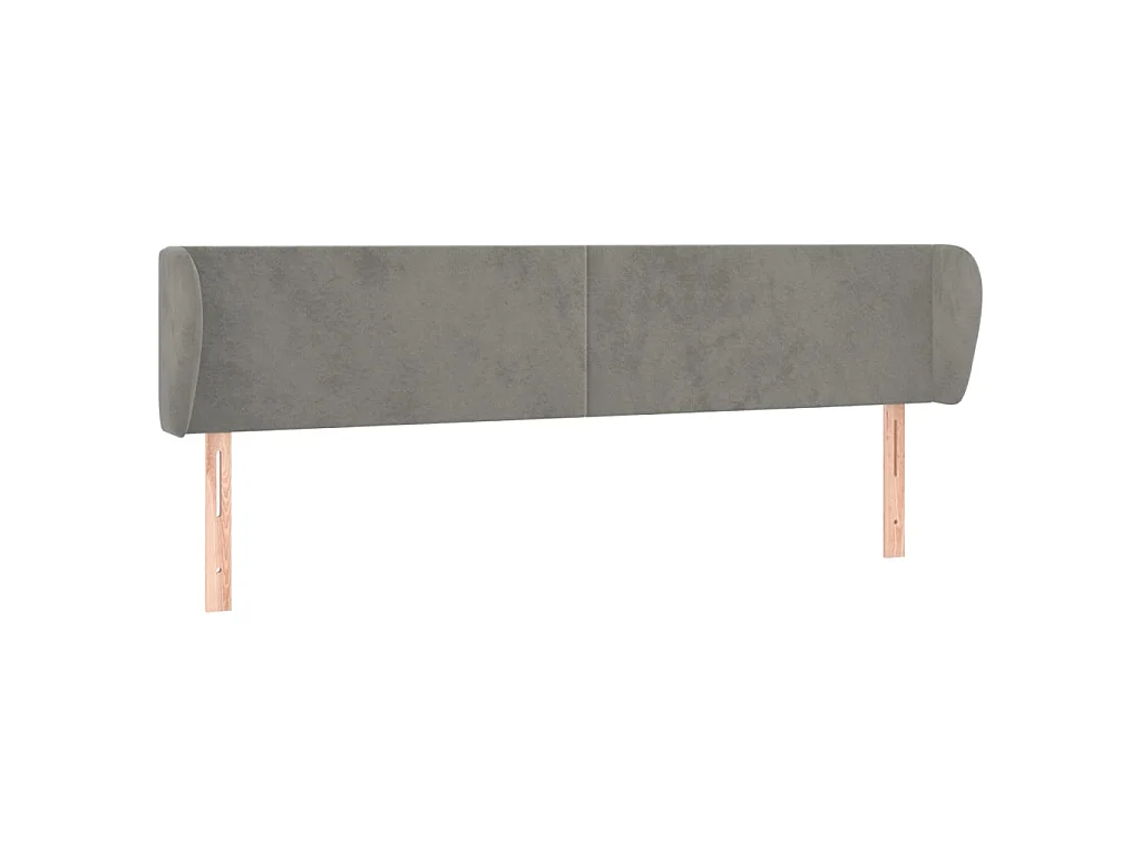 Hoofdbord met randen 203x23x78/88 cm fluweel lichtgrijs