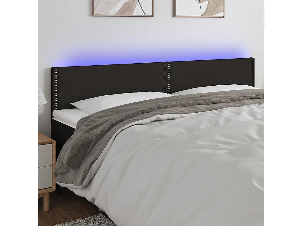 Hoofdbord LED 160x5x78/88 cm stof zwart