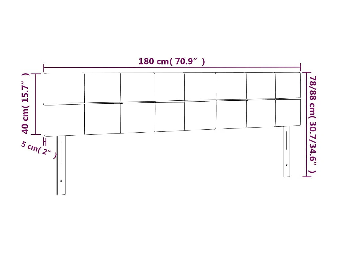 Hoofdborden 2 st 90x5x78/88 cm stof zwart