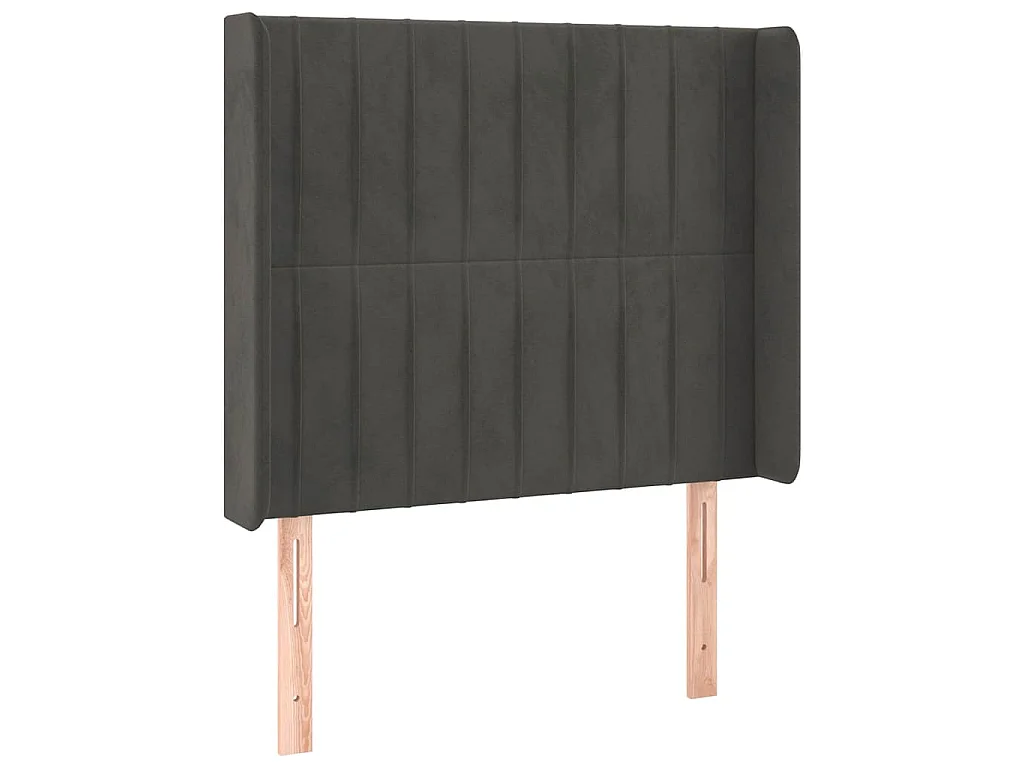 Testiera ad Orecchio Grigio Scuro 93x16x118/128 cm in Velluto