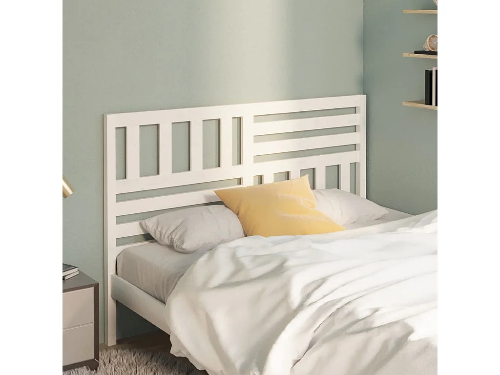 Testiera per Letto Bianca 166x4x100cm in Legno Massello di Pino