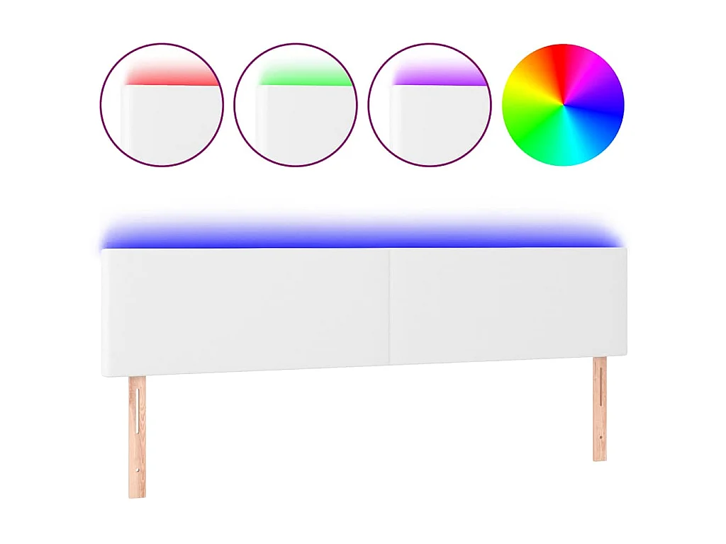 Hoofdbord LED 180x5x78/88 cm kunstleer wit