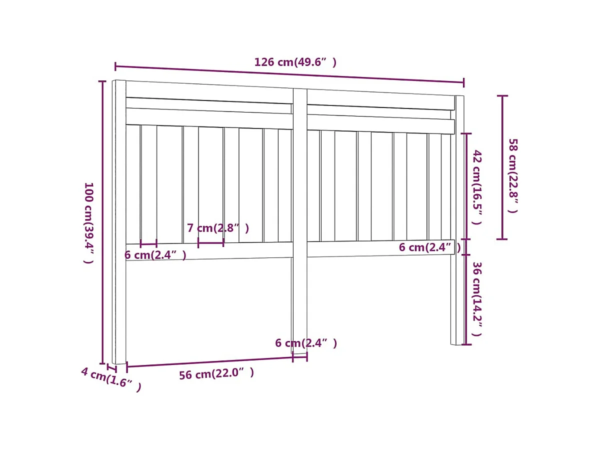 Hoofdbord 126x4x100 cm massief grenenhout grijs