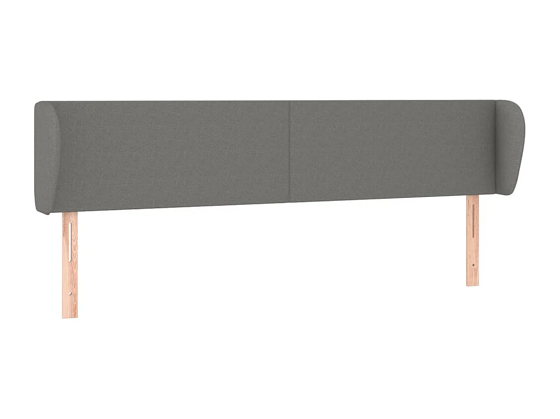 Cabeceira de cama c/ abas tecido 203x23x78/88cm cinzento-escuro