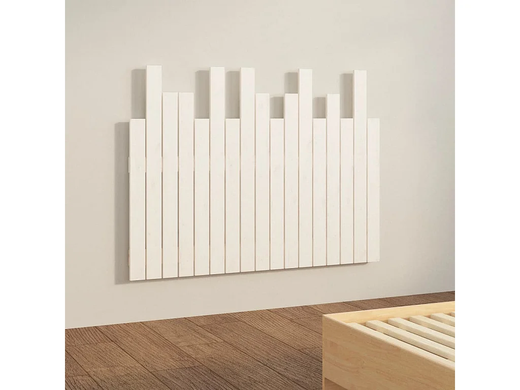 Hoofdbord wandmontage 108x3x80 cm massief grenenhout wit