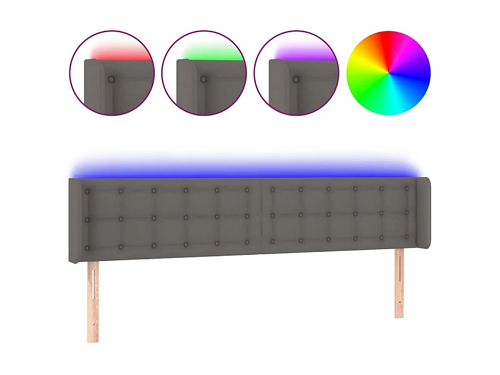 Hoofdbord LED 183x16x78/88 cm kunstleer grijs