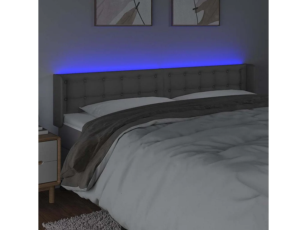 Hoofdbord LED 183x16x78/88 cm kunstleer grijs