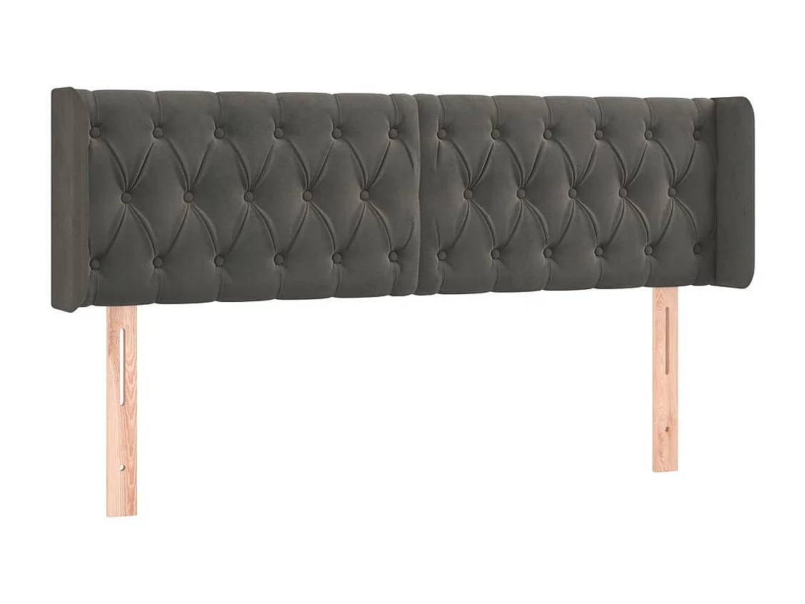 Tête de lit avec oreilles Gris foncé 163x16x78/88 cm Velours