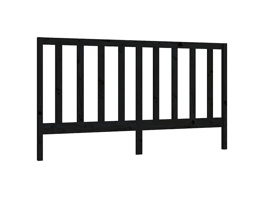 Testiera per Letto Nera 206x4x100 cm in Legno Massello di Pino