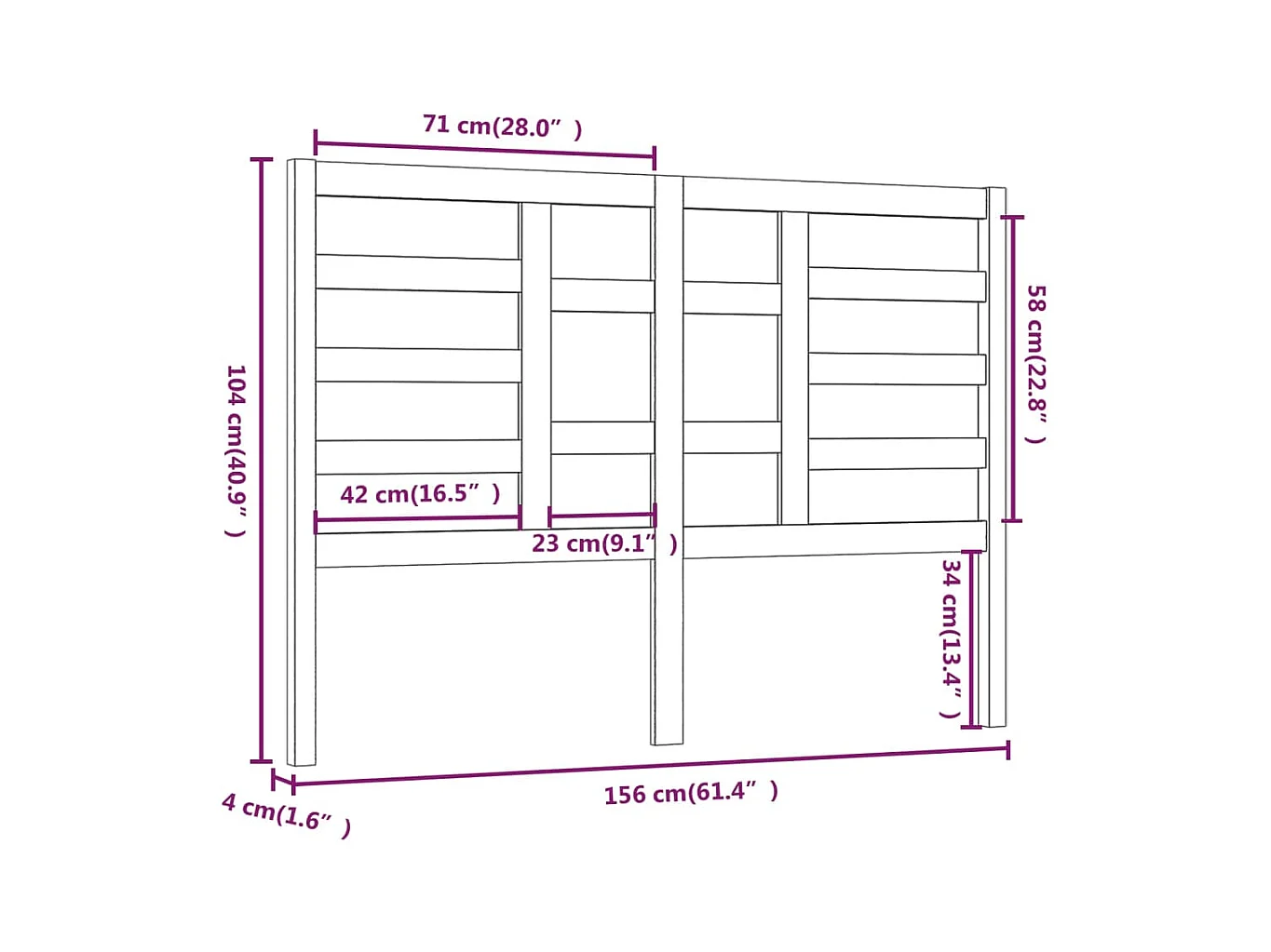 Tête de lit Gris 156x4x104 cm Bois massif de pin