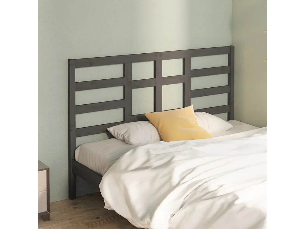 Tête de lit Gris 156x4x104 cm Bois massif de pin
