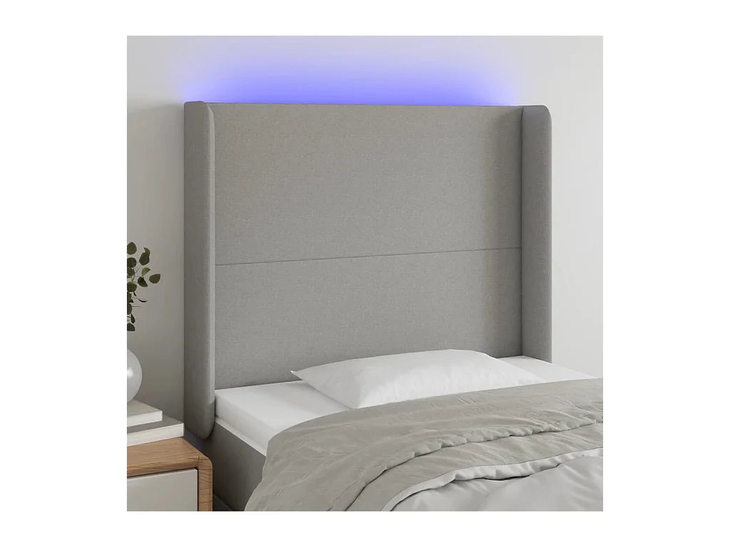 Tête de lit à LED Gris clair 93x16x118/128 cm Tissu