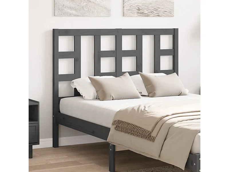 Tête de lit Gris 126x4x100 cm Bois massif de pin