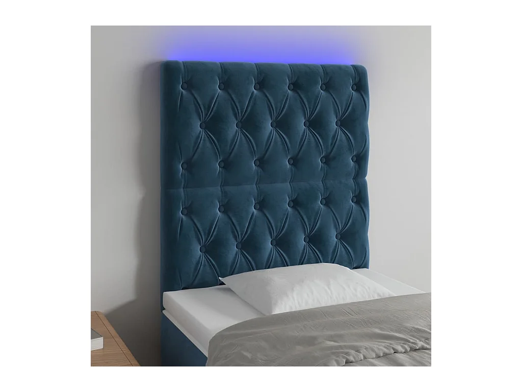 Tête de lit à LED Bleu foncé 80x7x118/128 cm Velours