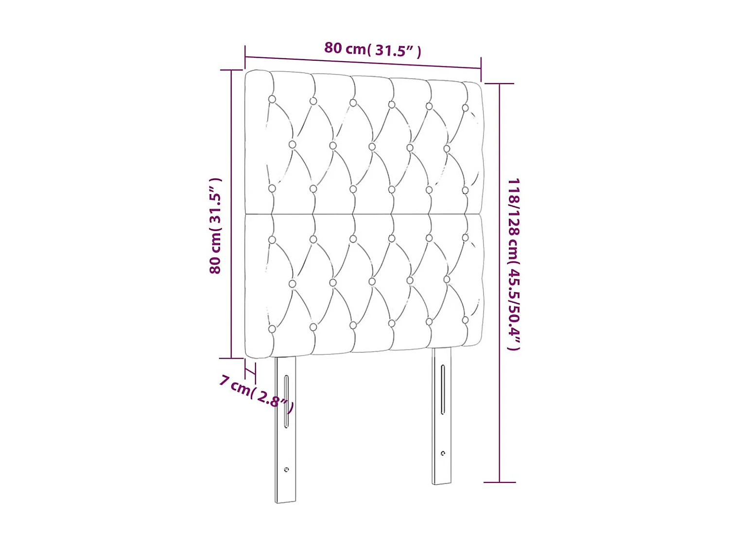 Tête de lit à LED Bleu foncé 80x7x118/128 cm Velours