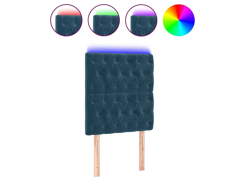 Hoofdbord LED 80x7x118/128 cm fluweel donkerblauw