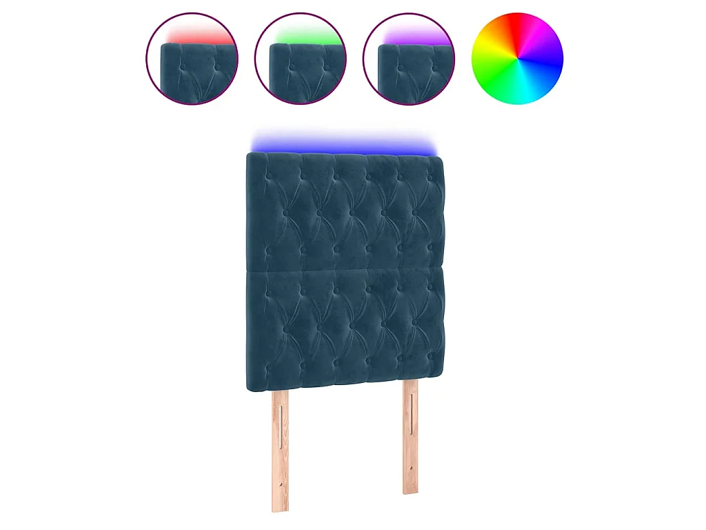 Tête de lit à LED Bleu foncé 80x7x118/128 cm Velours