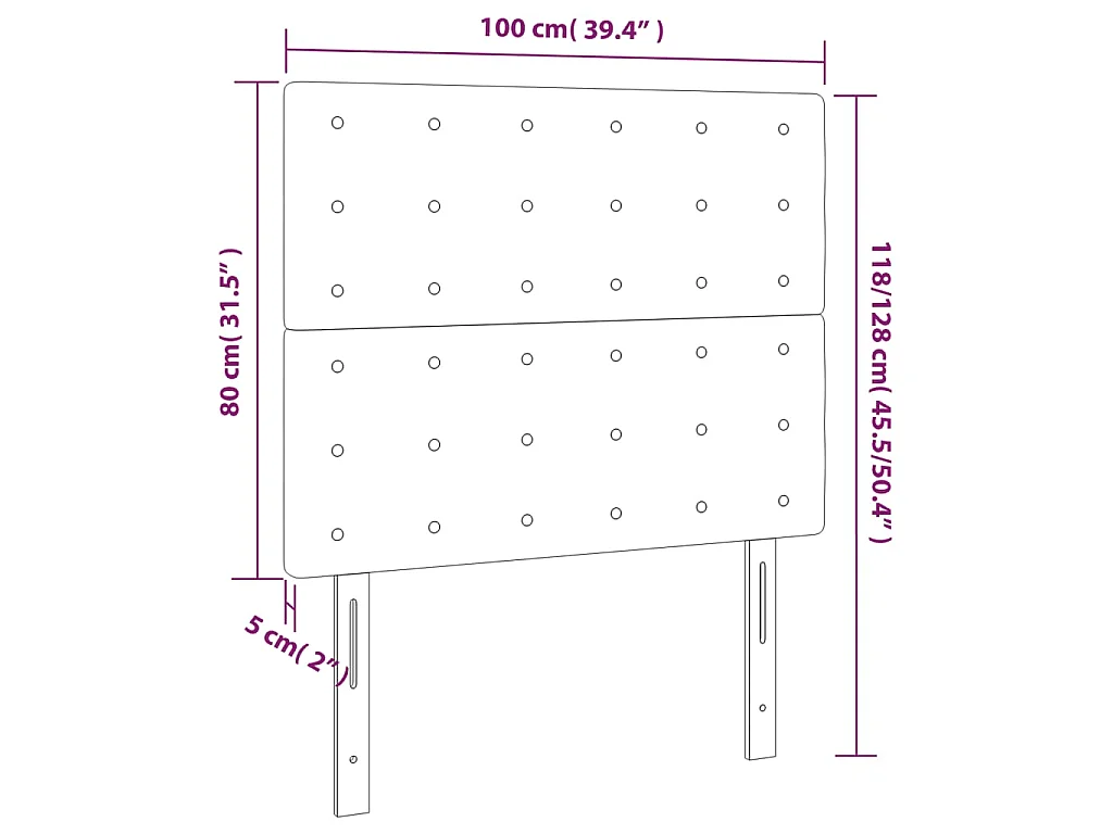 Tête de lit à LED Gris foncé 100x5x118/128 cm Velours