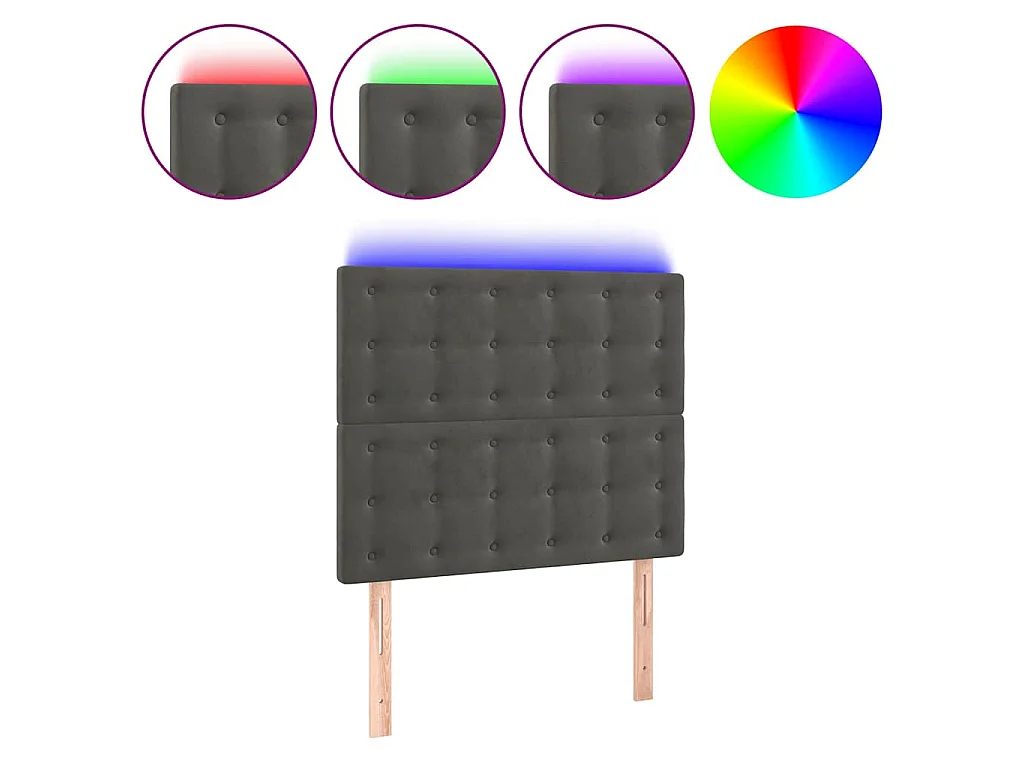 LED Kopfteil Dunkelgrau 100x5x118/128 cm Samt