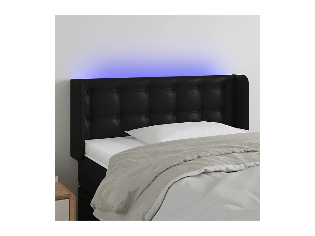 Hoofdbord LED 103x16x78/88 cm kunstleer zwart