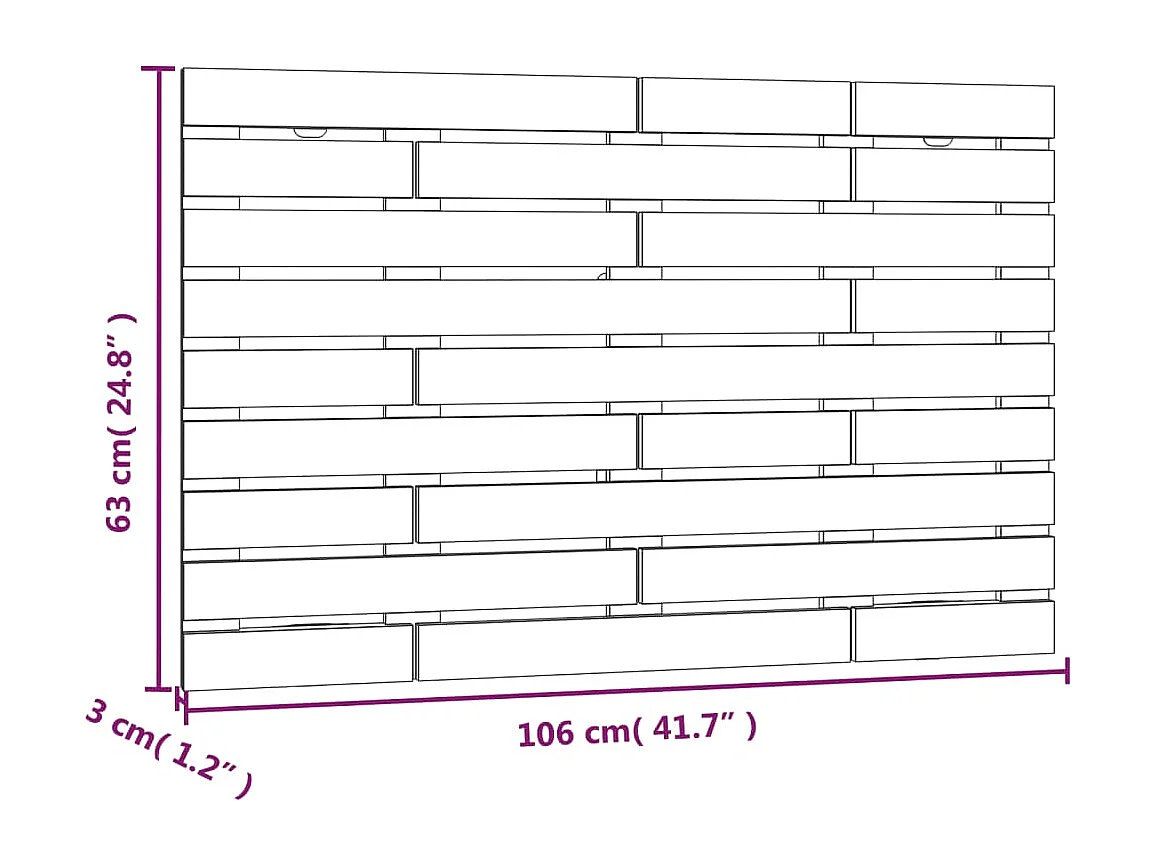 Testiera da Parete Bianca 106x3x63 cm in Legno Massello di Pino