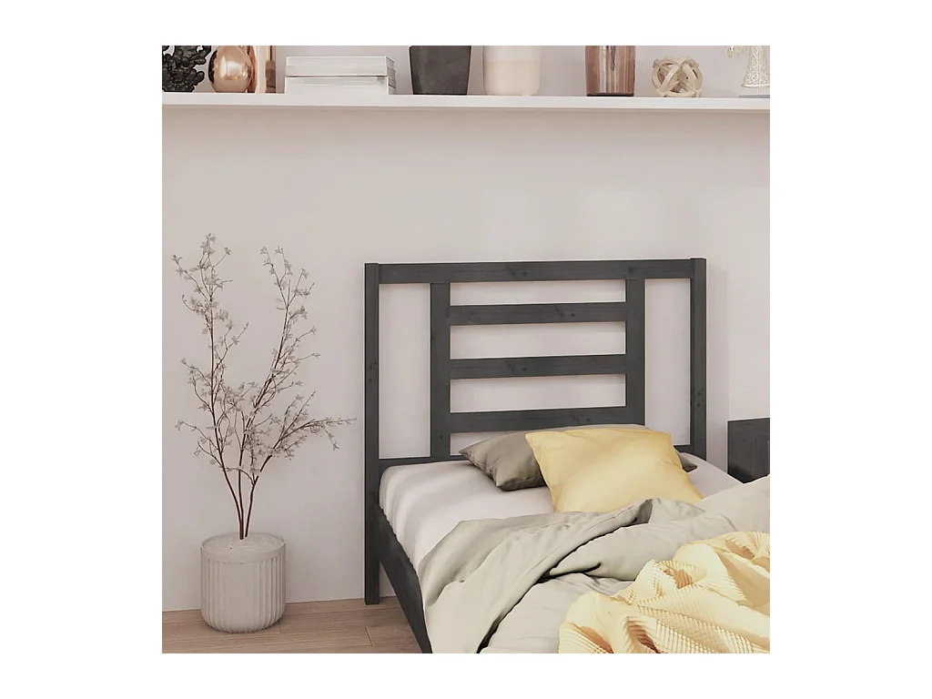 Tête de lit Gris 106x4x100 cm Bois massif de pin