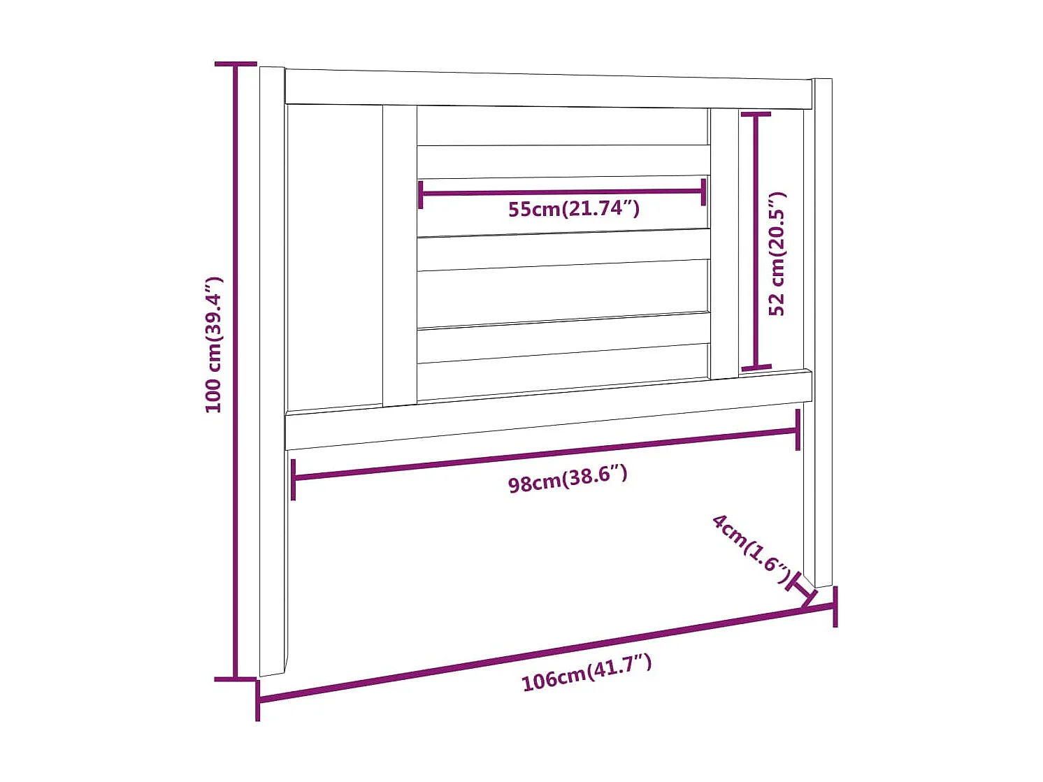Tête de lit Gris 106x4x100 cm Bois massif de pin