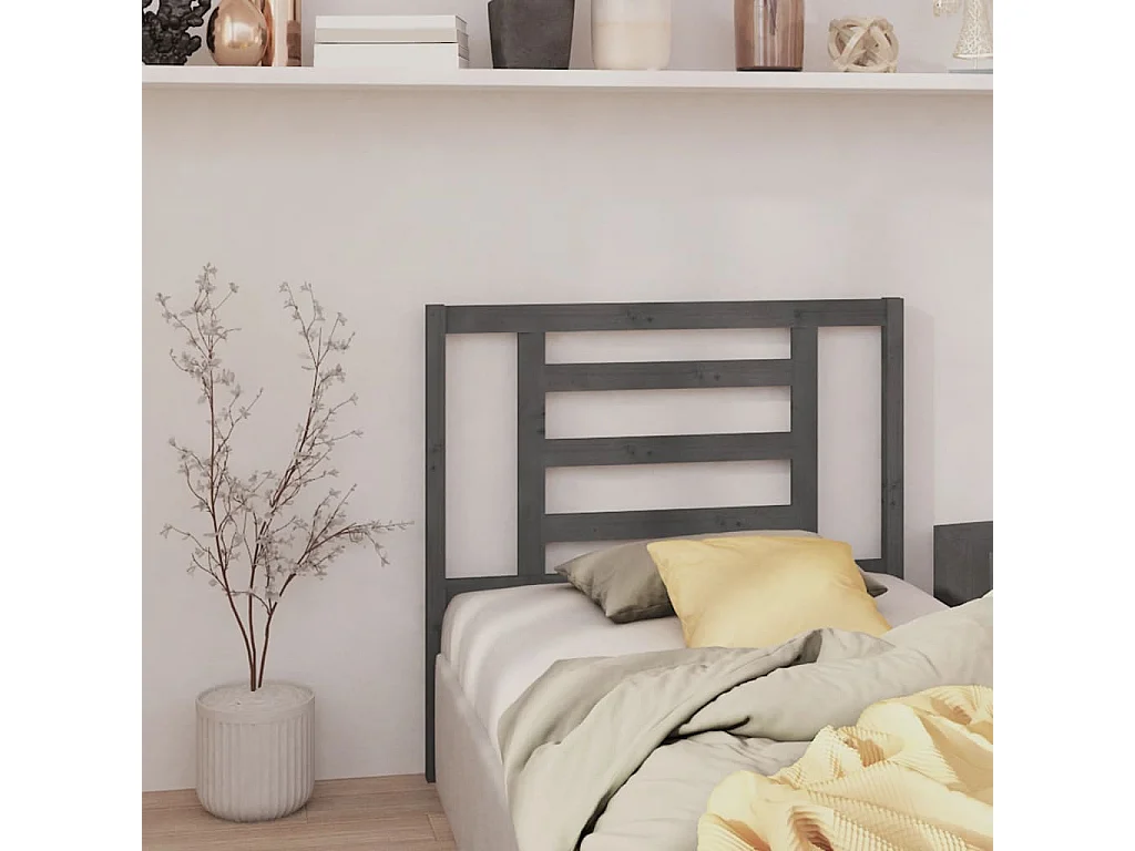 Tête de lit Gris 106x4x100 cm Bois massif de pin