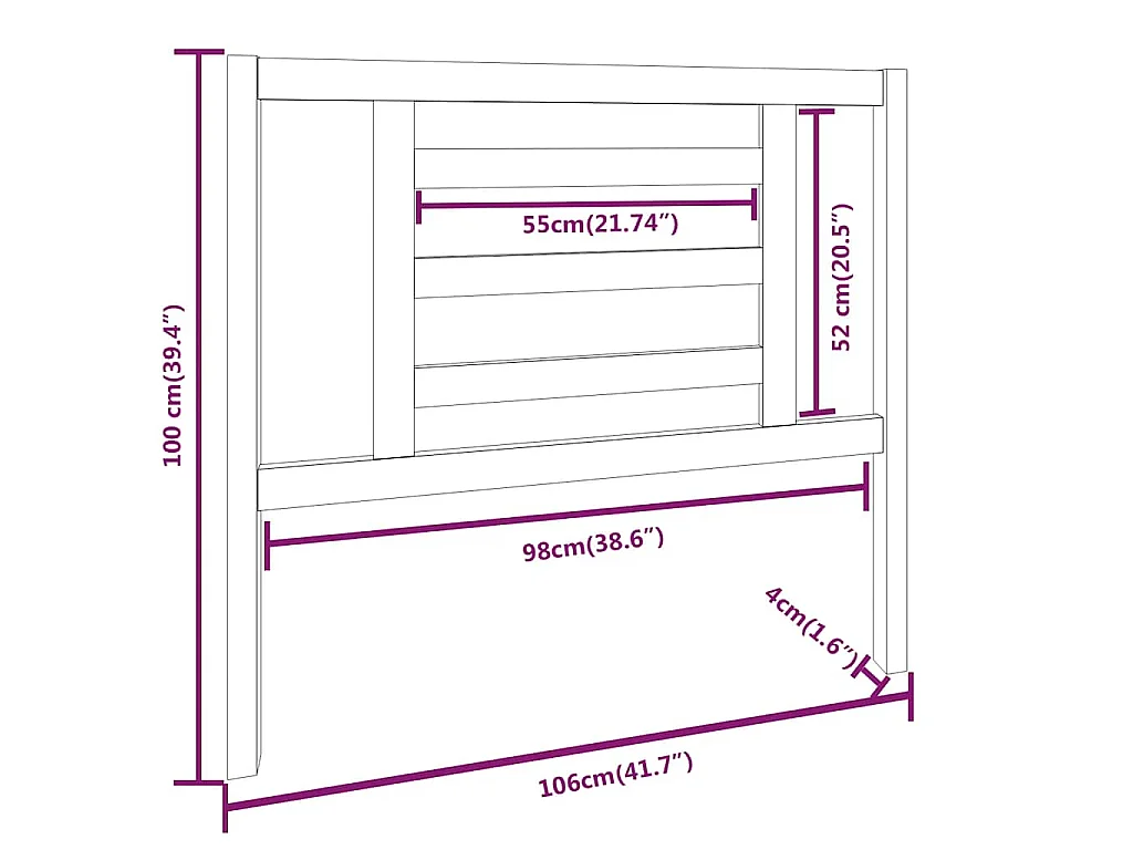 Tête de lit Gris 106x4x100 cm Bois massif de pin
