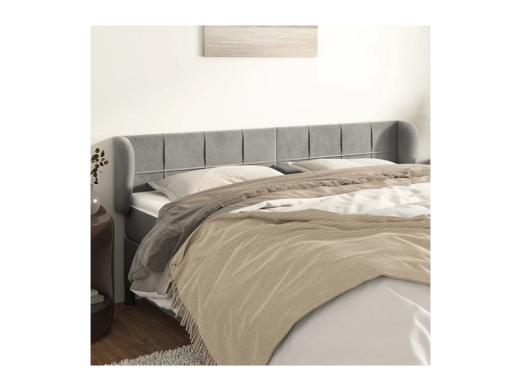 Tête de lit avec oreilles Gris clair 163x23x78/88 cm Velours