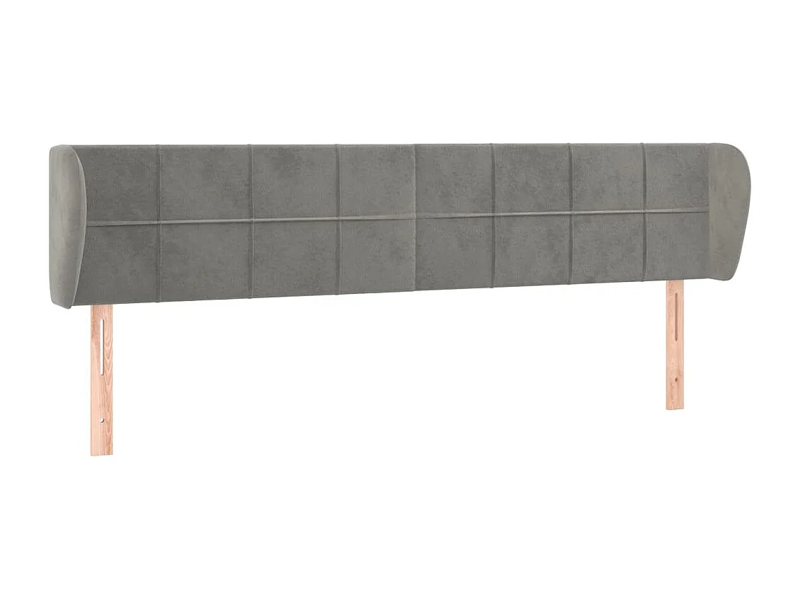 Testiera ad Orecchio Grigio Chiaro 163x23x78/88 cm in Velluto