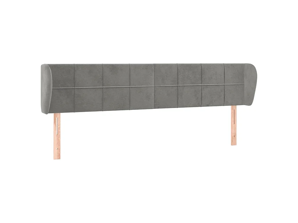 Hoofdbord met randen 163x23x78/88 cm fluweel lichtgrijs