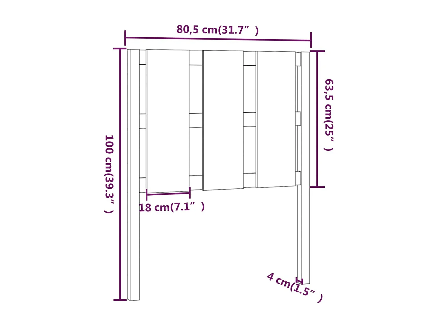 Tête de lit Marron miel 80,5x4x100 cm Bois massif de pin