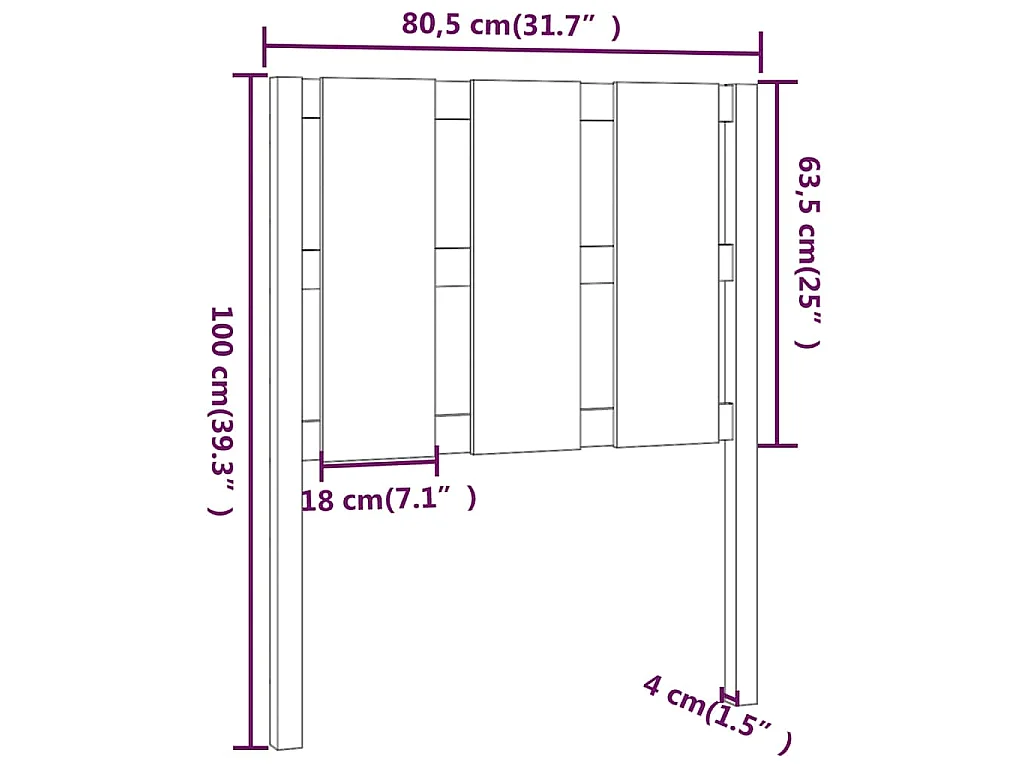 Tête de lit Marron miel 80,5x4x100 cm Bois massif de pin