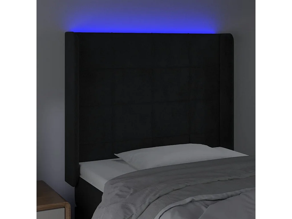 LED Kopfteil Schwarz 93x16x118/128 cm Samt