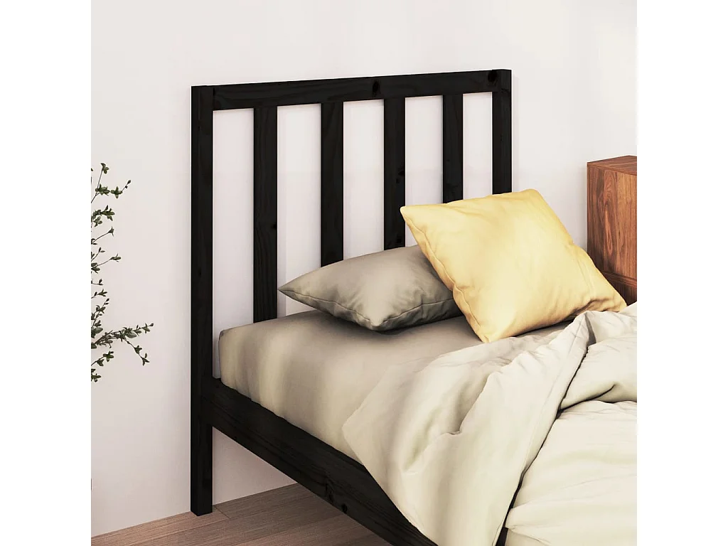 Tête de lit Noir 95x4x100 cm Bois massif de pin
