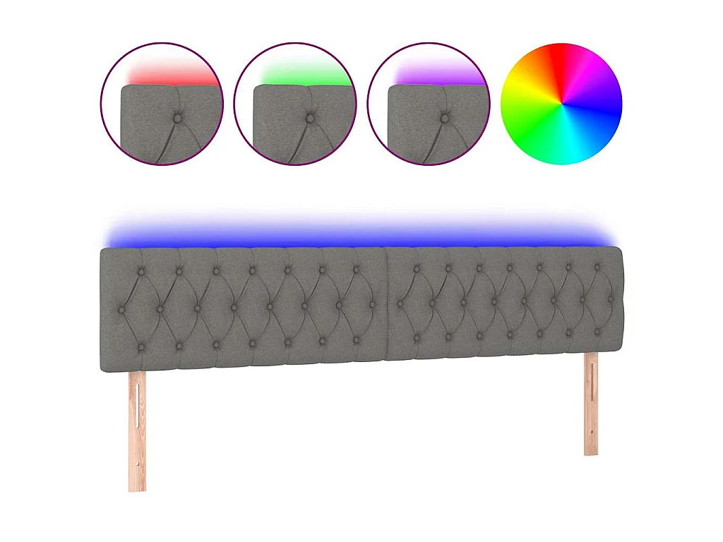 Tête de lit à LED Gris foncé 180x7x78/88 cm Tissu