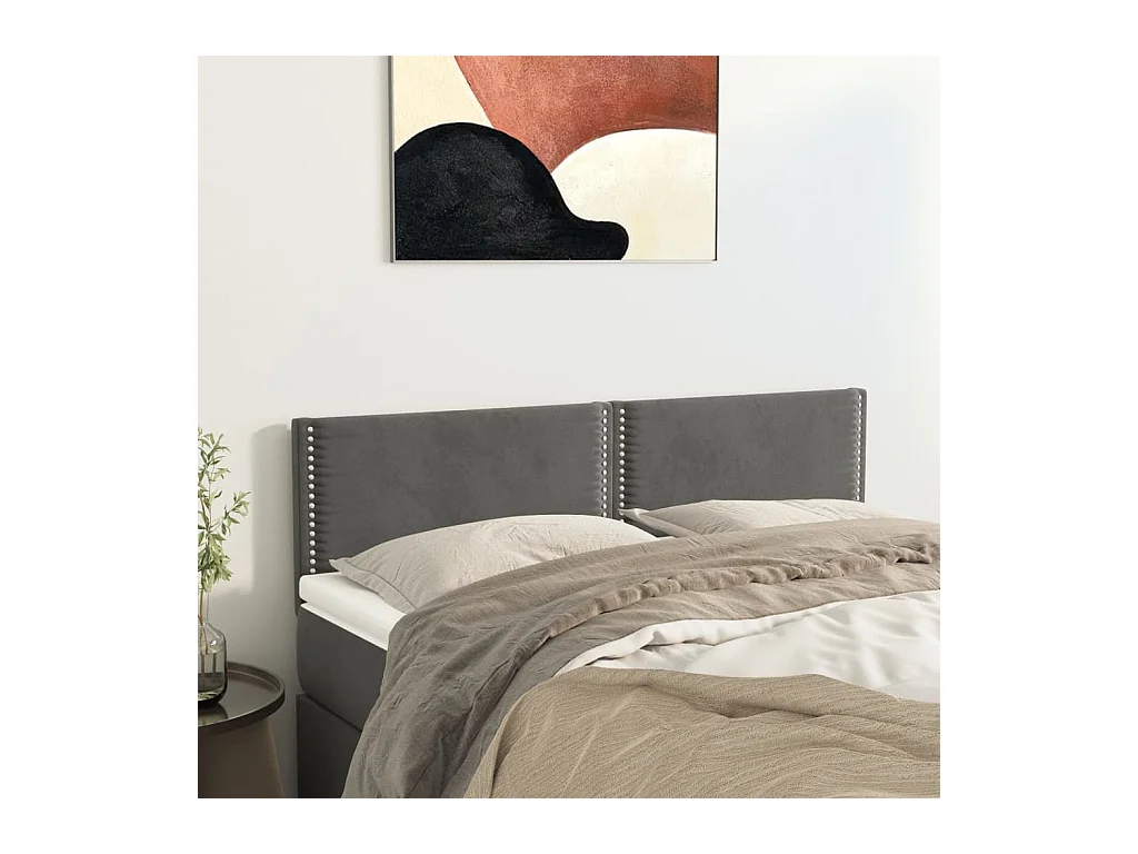Têtes de lit 2 pcs Gris foncé 72x5x78/88 cm Velours