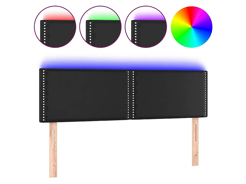 LED Kopfteil Schwarz 144x5x78/88 cm Kunstleder