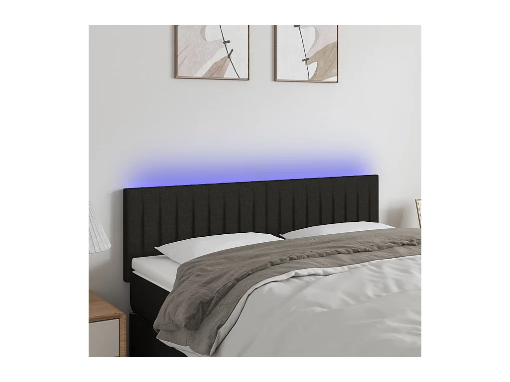 LED Kopfteil Schwarz 144x5x78/88 cm Stoff