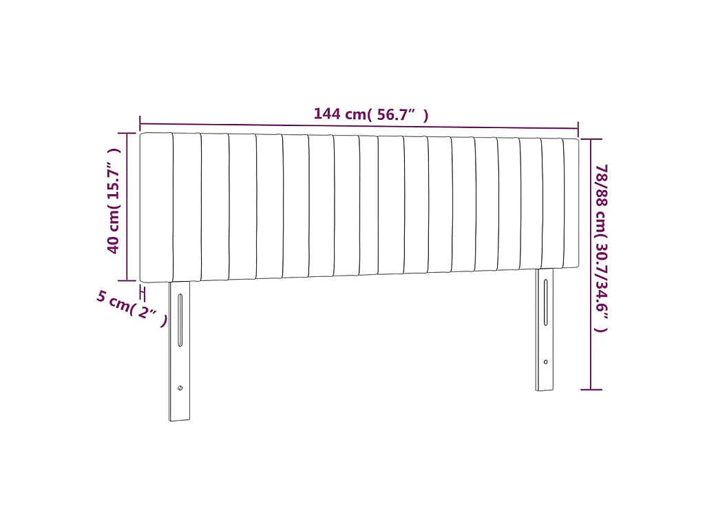 Tête de lit à LED Noir 144x5x78/88 cm Tissu