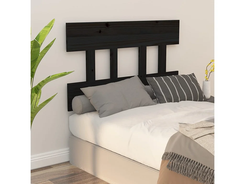 Tête de lit Noir 78,5x3x81 cm Bois massif de pin