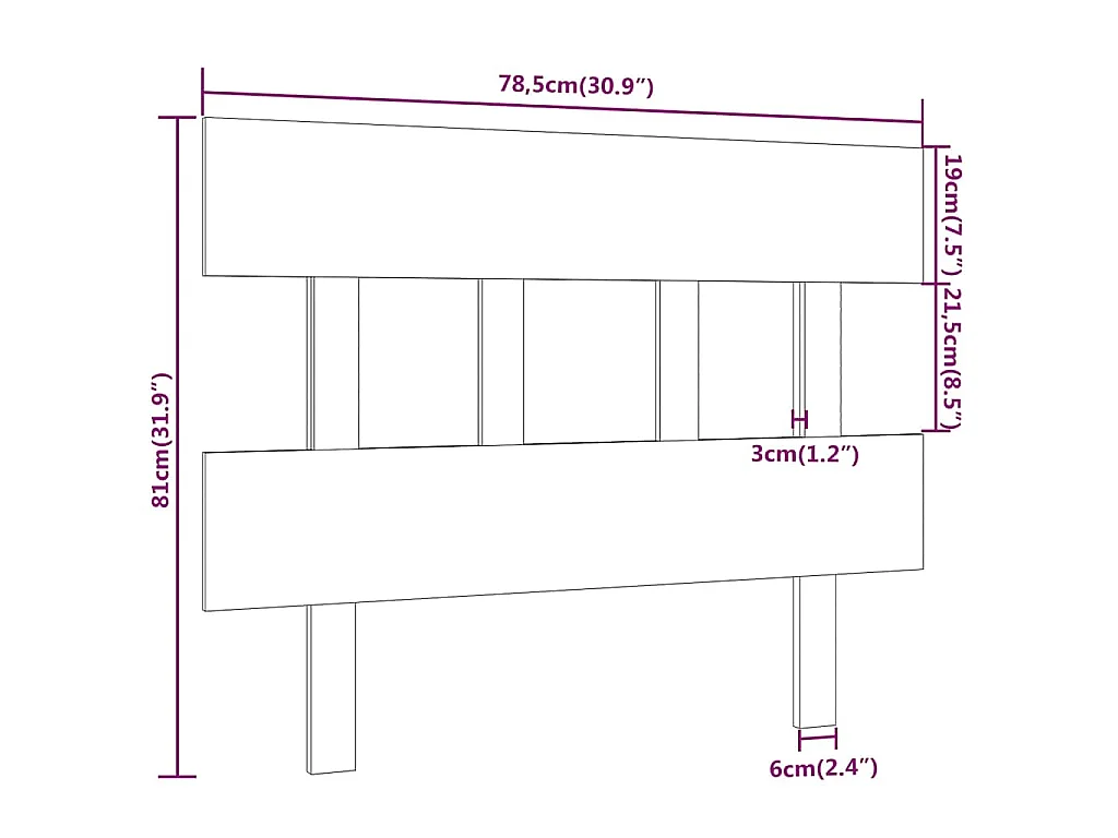 Tête de lit Noir 78,5x3x81 cm Bois massif de pin